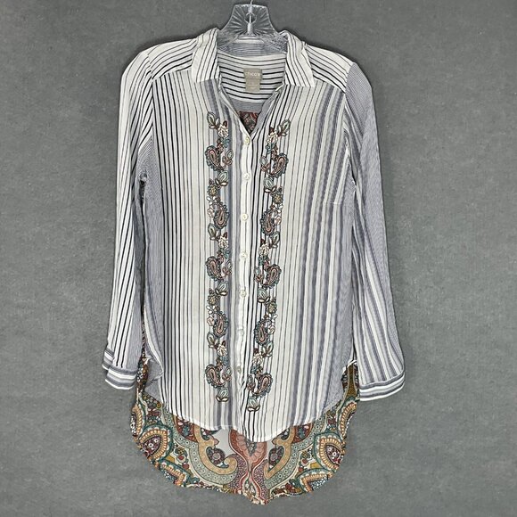 Chico's Tops - Chico's Top Womens‎ Sz S (0) Button Up Floral Embroidery Striped Paisley Boho